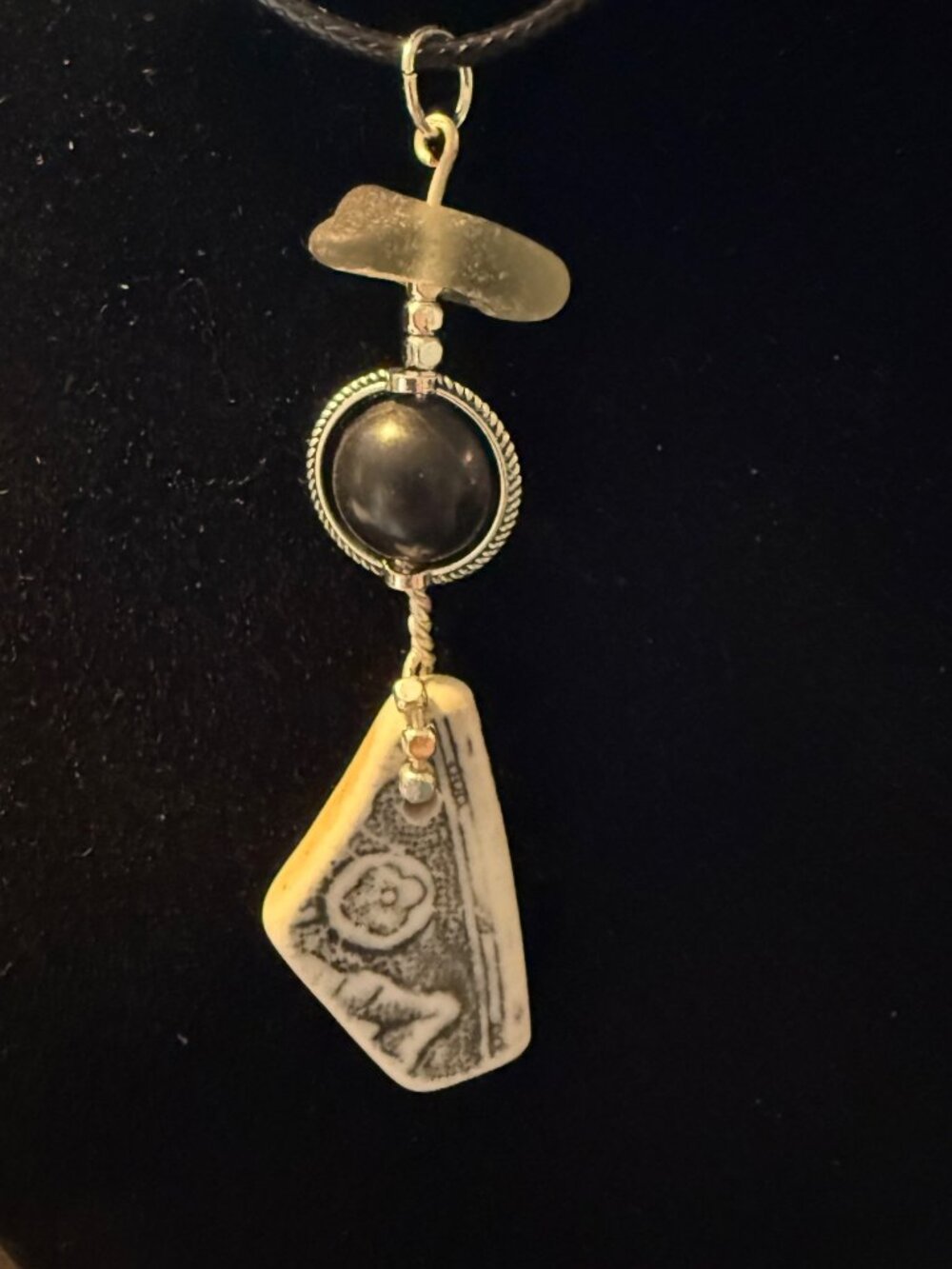 Barcelona Relic – Ultra-Rare Gray Sea Glass & Pottery Pendant